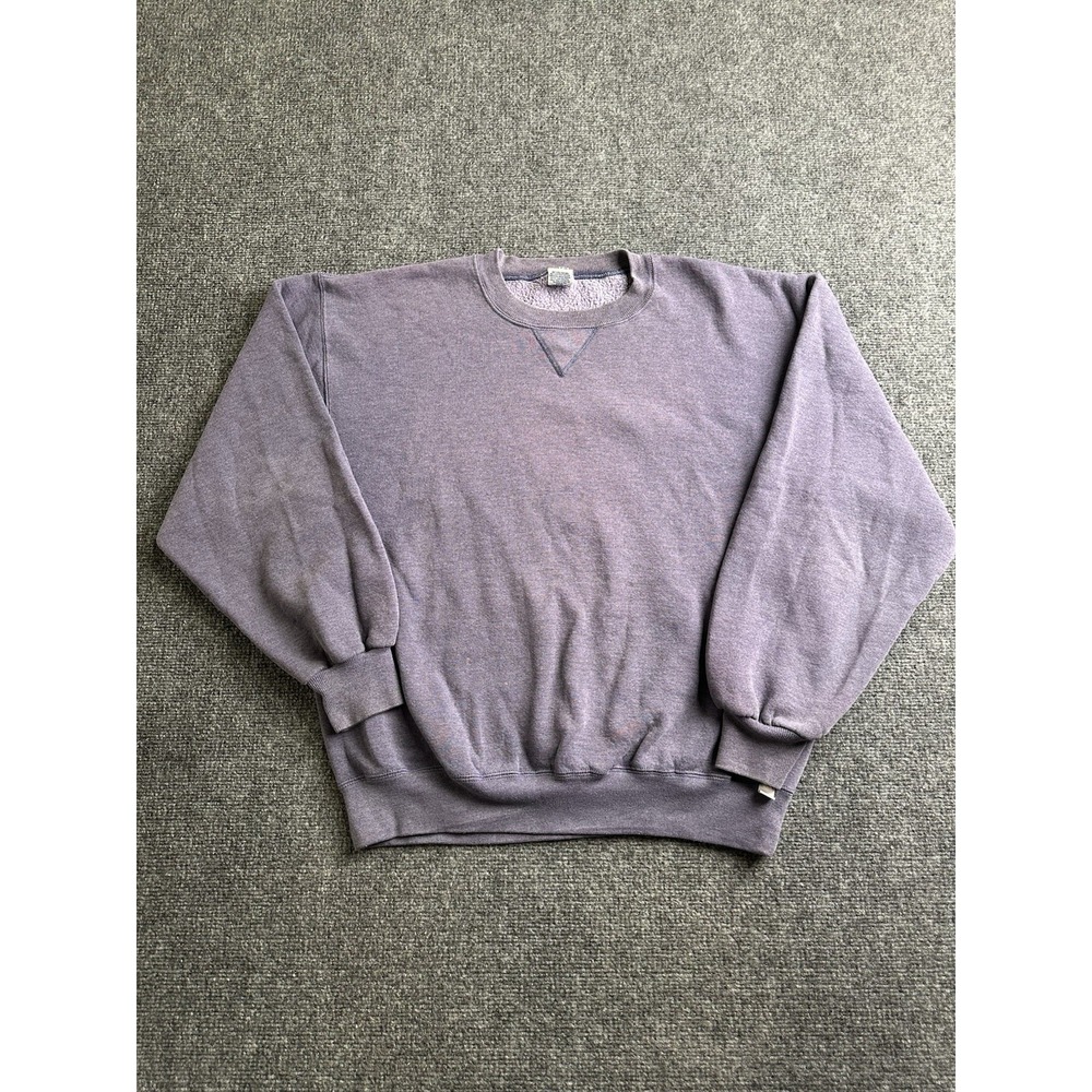 Mens Russell Athletic Made in USA Purple Faded Crewneck Sweatshirt, Size L